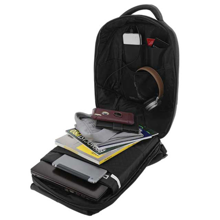 Bhutan Structured backpack with USB port-Black (2)
