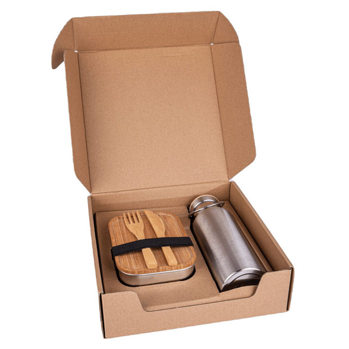 Zambezi Eco gift set with insulated steel bottle and lunch box-Beige (1)