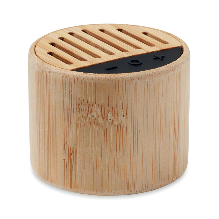 Caraway Round bamboo wireless speaker (1)