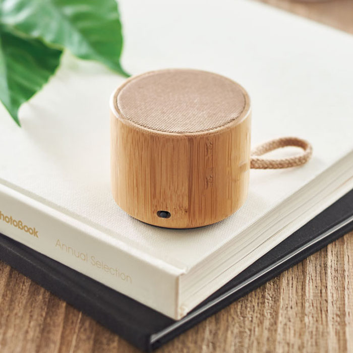 Mott Round bamboo wireless speaker (1)