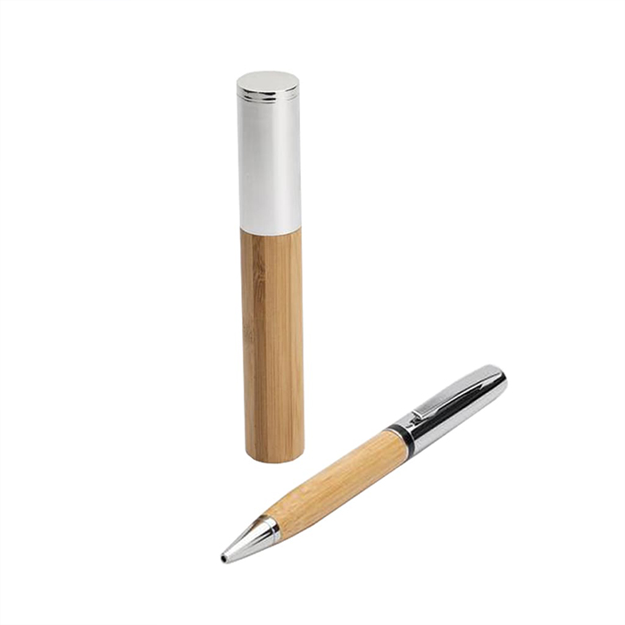 Bampen Elegant metal pen with bamboo barrel (1)