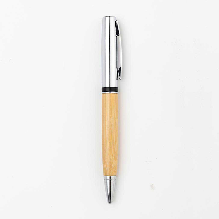 Bampen Elegant metal pen with bamboo barrel (3)