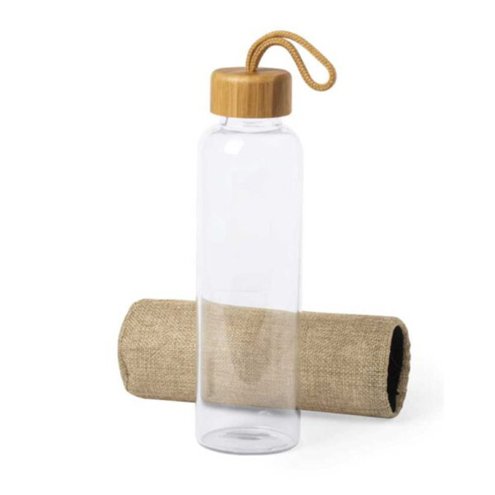 Dyke Glass bottle with bamboo cap & sleeve (1)