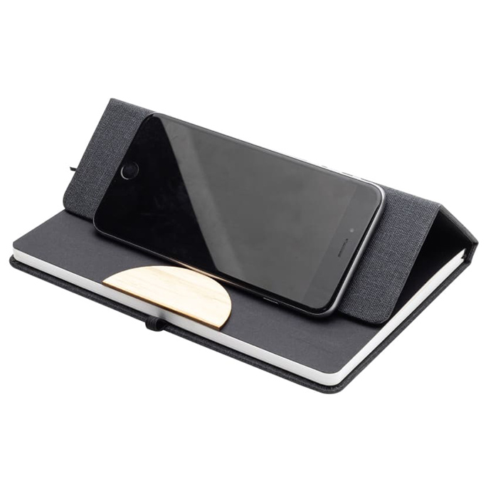 Kizzel Bamboo A5 hard cover notebook with phone stand (5)