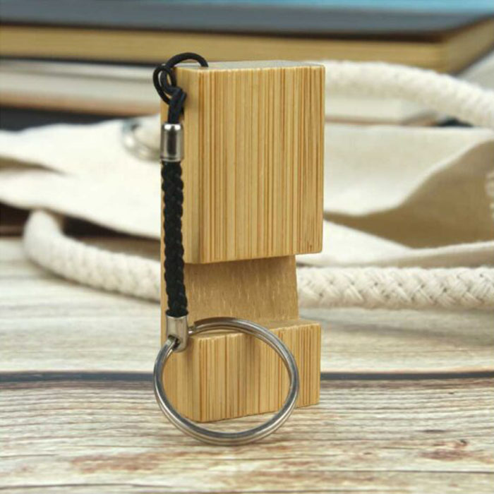 Kleidi Bamboo phone stand with keyring (2)