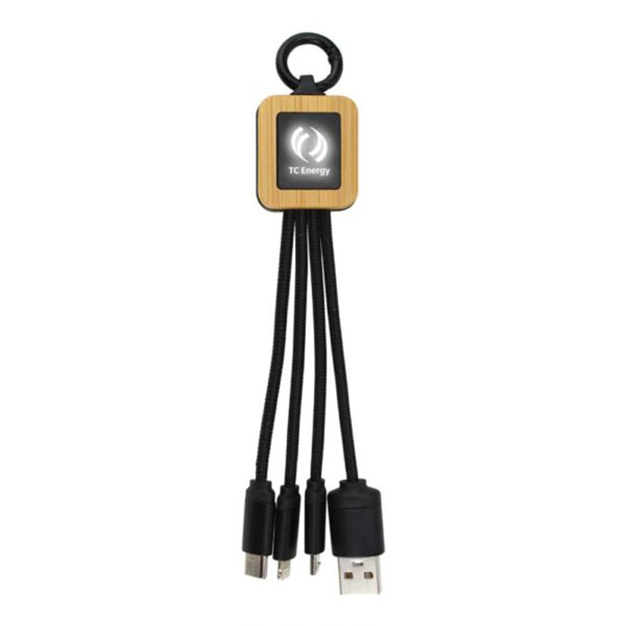 Verte Bamboo multi-charging cable with Light-up logo (2)