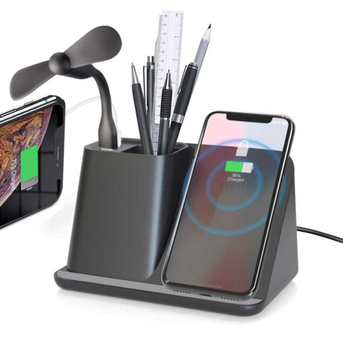 Wilcon Desktop pen holder with 5W wireless charger (1)