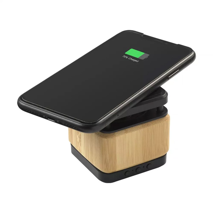 Yemil Mini bamboo speaker with 15W wireless charger (4)