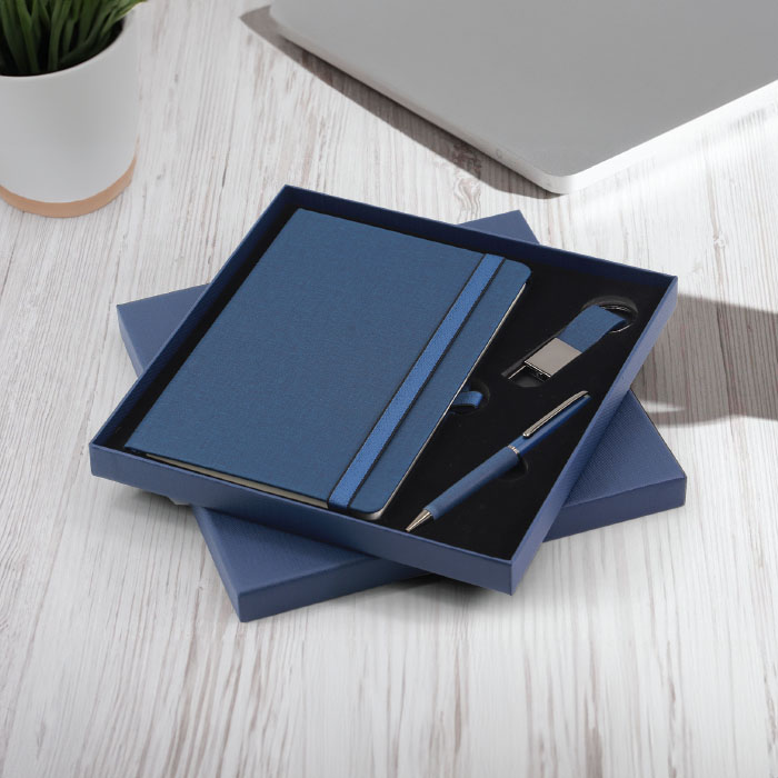 Lahja Set of PU A5 notebook, metal pen & keychain (2)