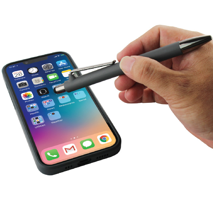 Valeur Rubberized push pen with stylus (3)