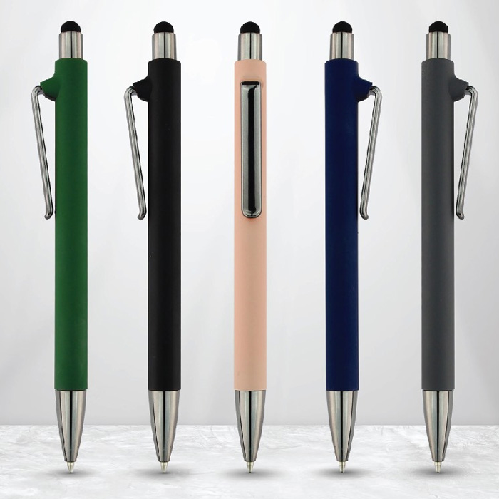 Valeur Rubberized push pen with stylus (7)