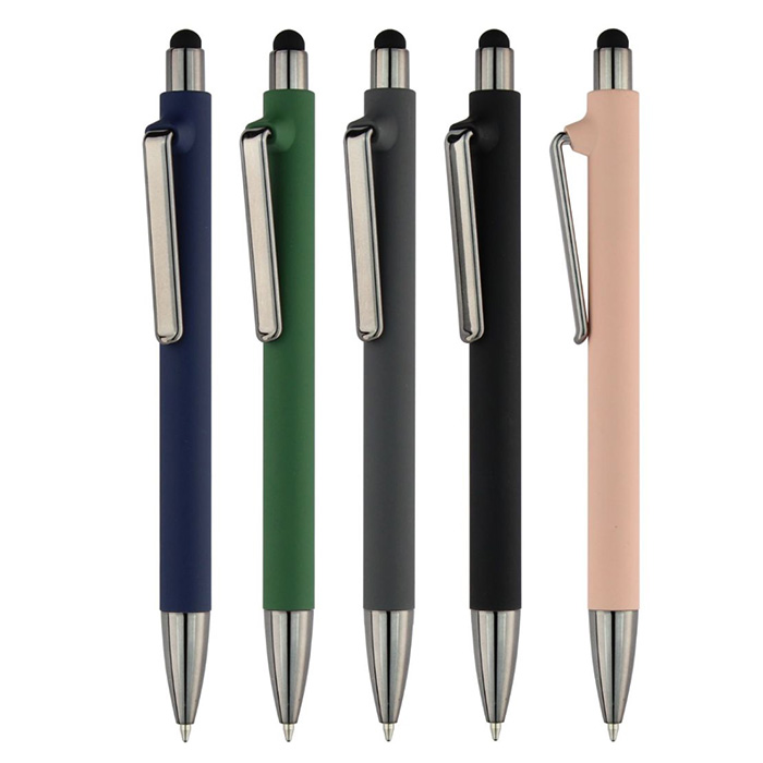 Valeur Rubberized push pen with stylus (8)