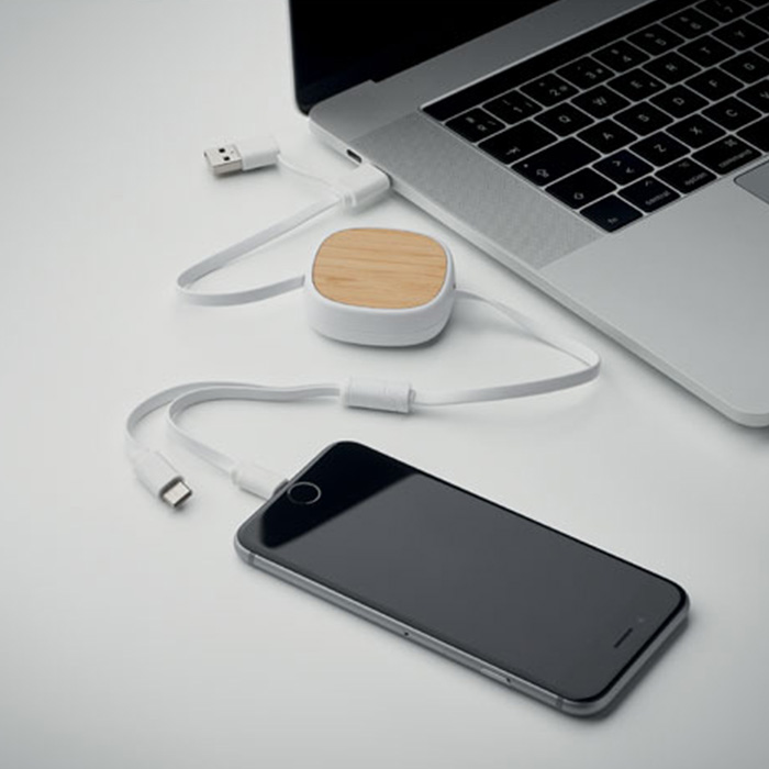 Cayman Retractable charging cable. Bamboo Detail (4)