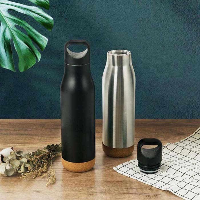 Dezain Stylish double wall water bottle with cork base. 500 ML (2)