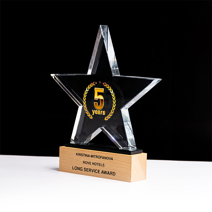 Cedar Crystal star shaped award