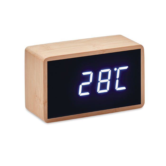 Harper LED alarm clock bamboo casing (1)