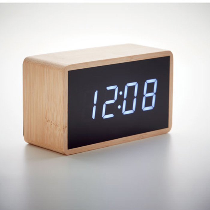 Harper LED alarm clock bamboo casing (5)