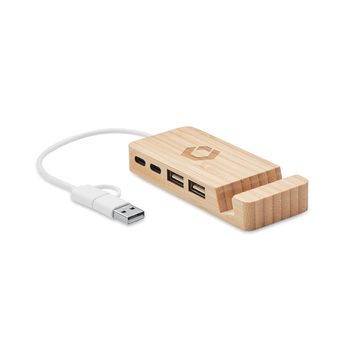 Koror Bamboo USB 4 ports hub – 2 Type C (5)