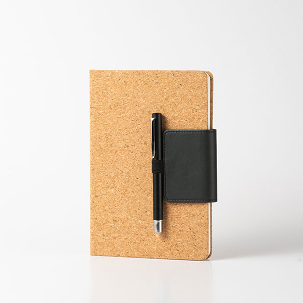 Kozikhode Magnetic closure cork notebook with pen holder (1)