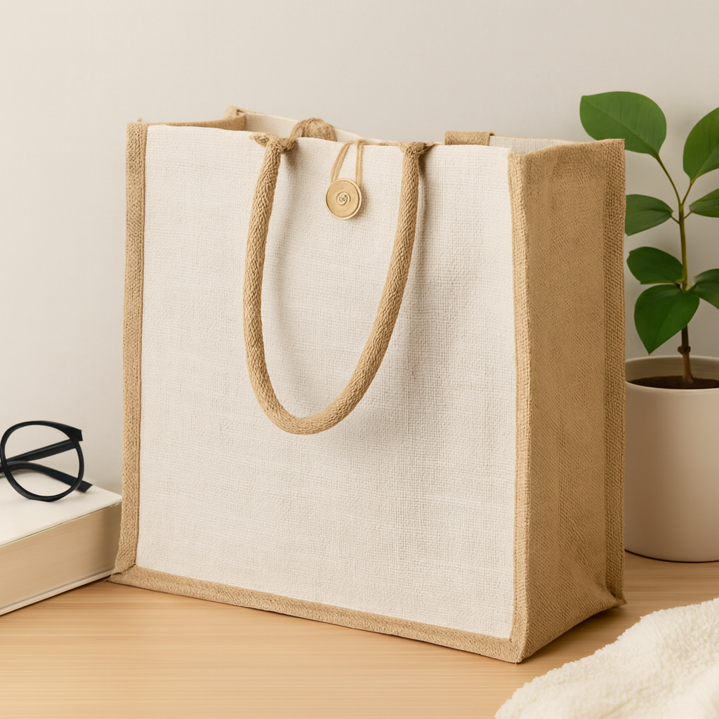 Lyrical Shopping bag jute with Button.