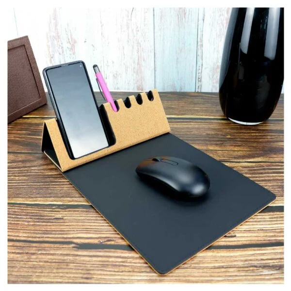 Trionix Mobile & pen holder cork PU mousepad (3)