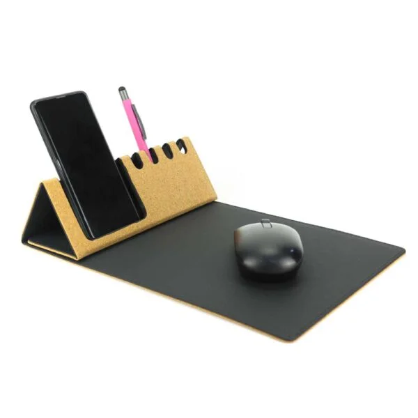 Trionix Mobile & pen holder cork PU mousepad (4)