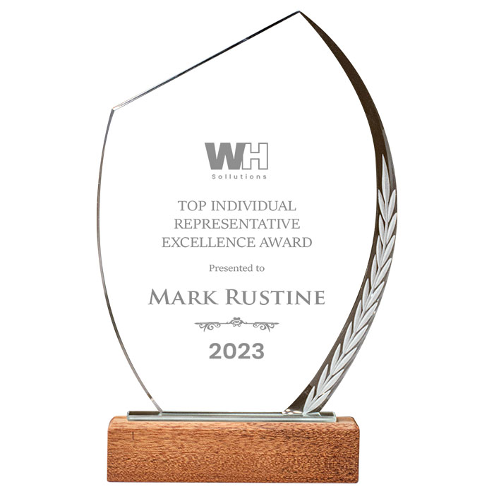 Willow Wooden base trophy with crystal.