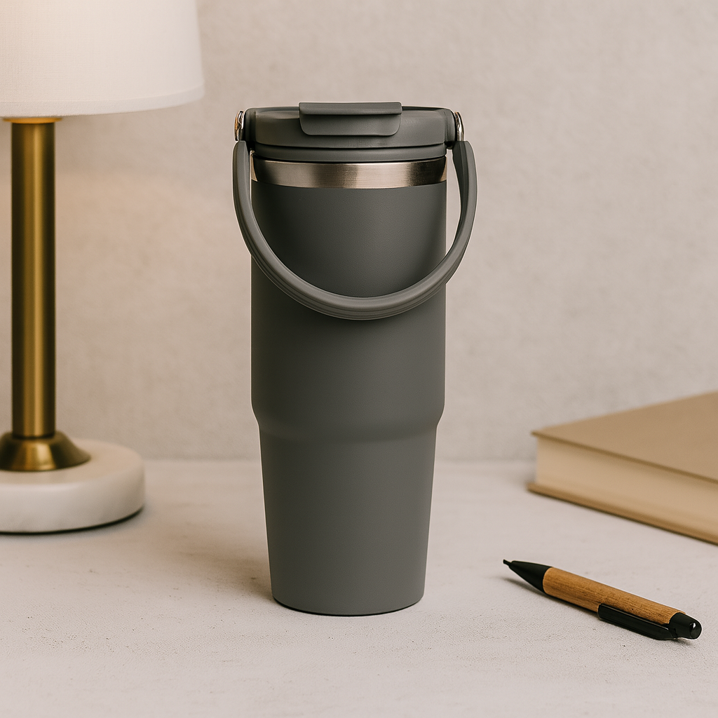 Stainless Steel Straw Tumbler.