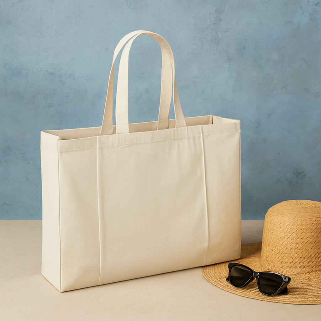 Zina Durable cotton tote bag. Front pocket. 310 GSM.