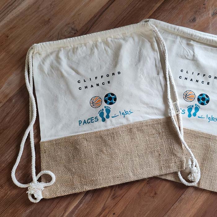 Kobe Recycled cotton & jute drawstring bag