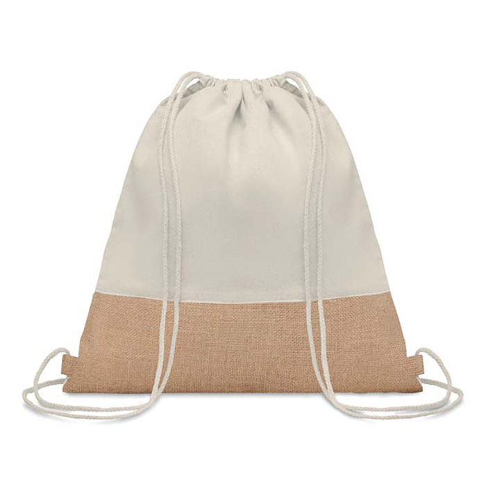 Kobe Recycled cotton & jute drawstring bag.