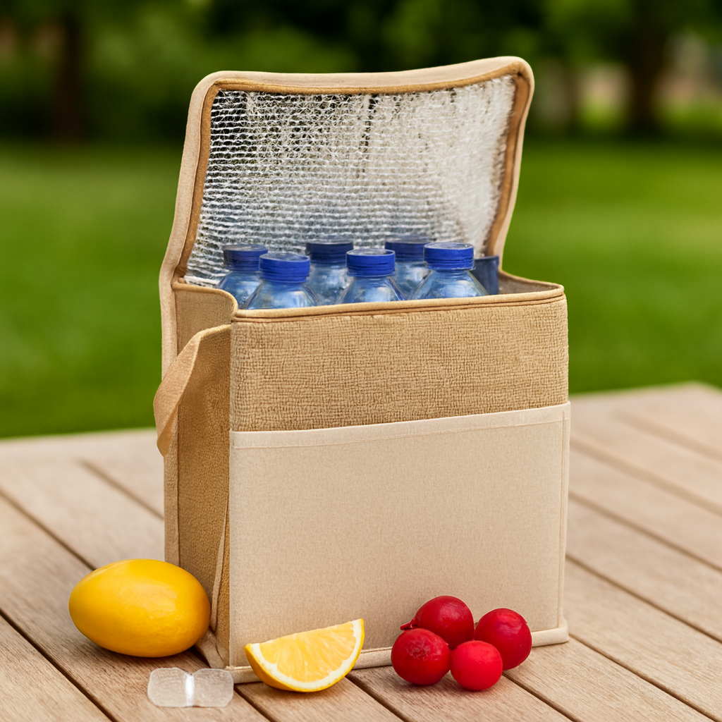 Landis Jute and canvas cooler bag 3L.