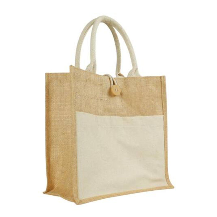 Megan Eco cotton front pocket jute bag (4)
