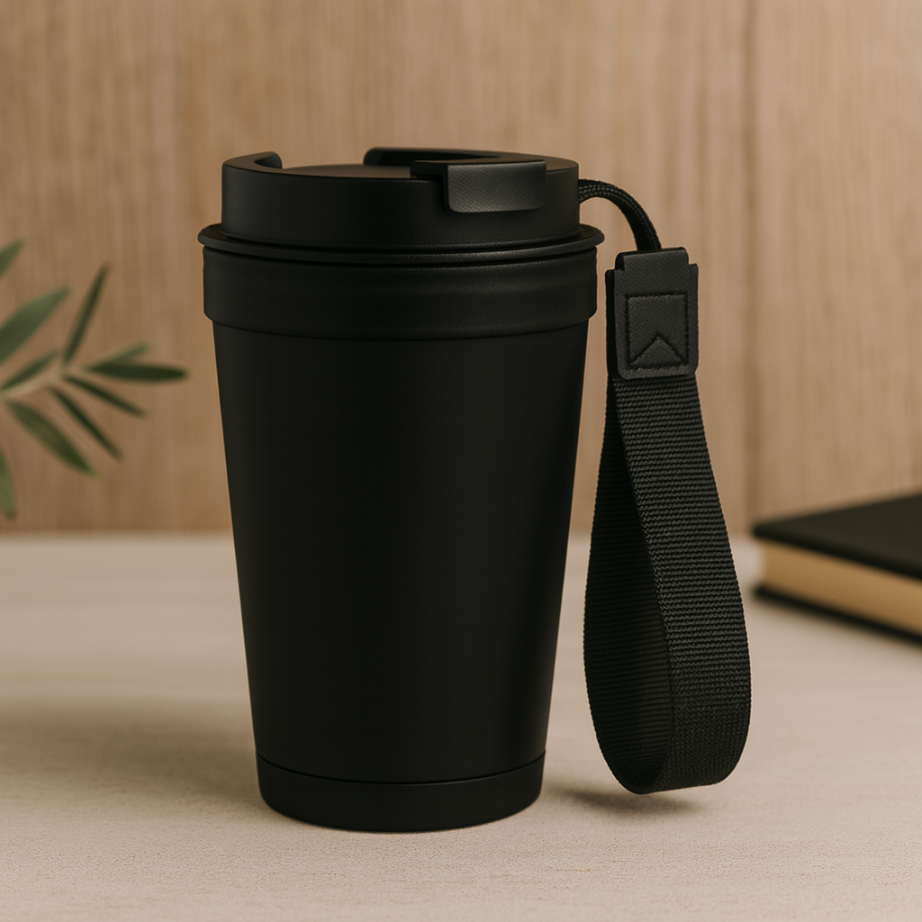 Danny Single wall plastic tumbler with strap. 300 ML.