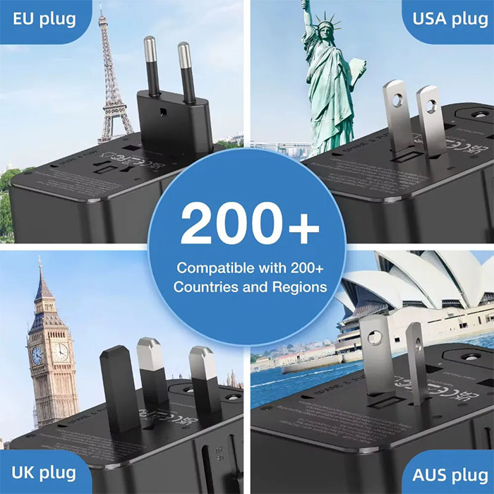 Aerion 2 Type C+2USB+AC port travel adapter (1)