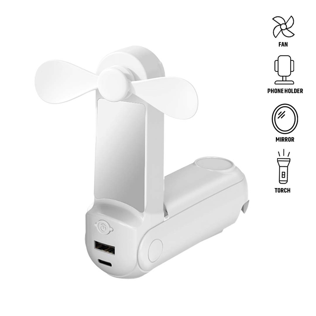 Aivra 5-in-1 powerbank fan with torch, phone holder & mirror (1)