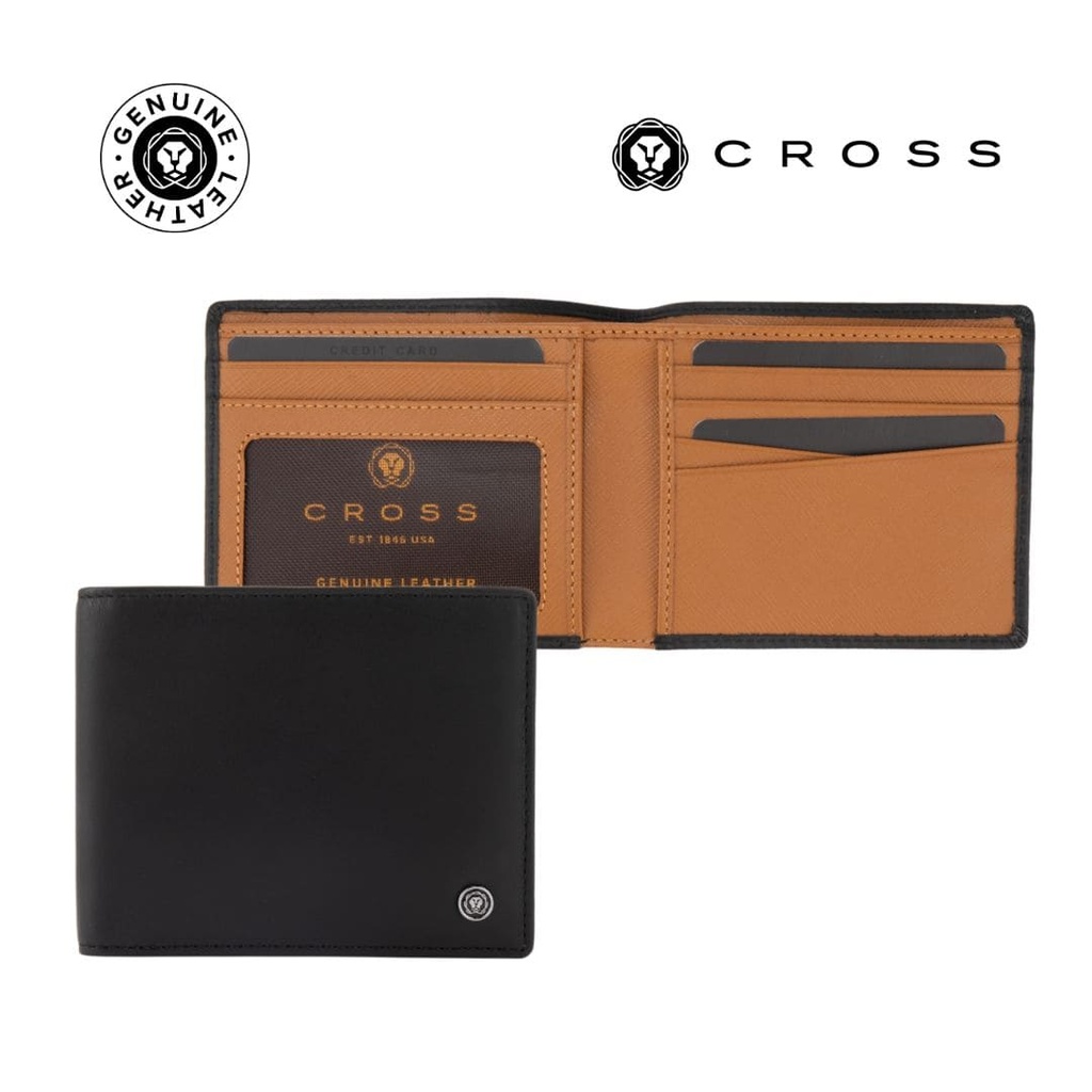 Cross bifold wallet Cross soft grain leather two-tone 8CC bifold wallet (1)