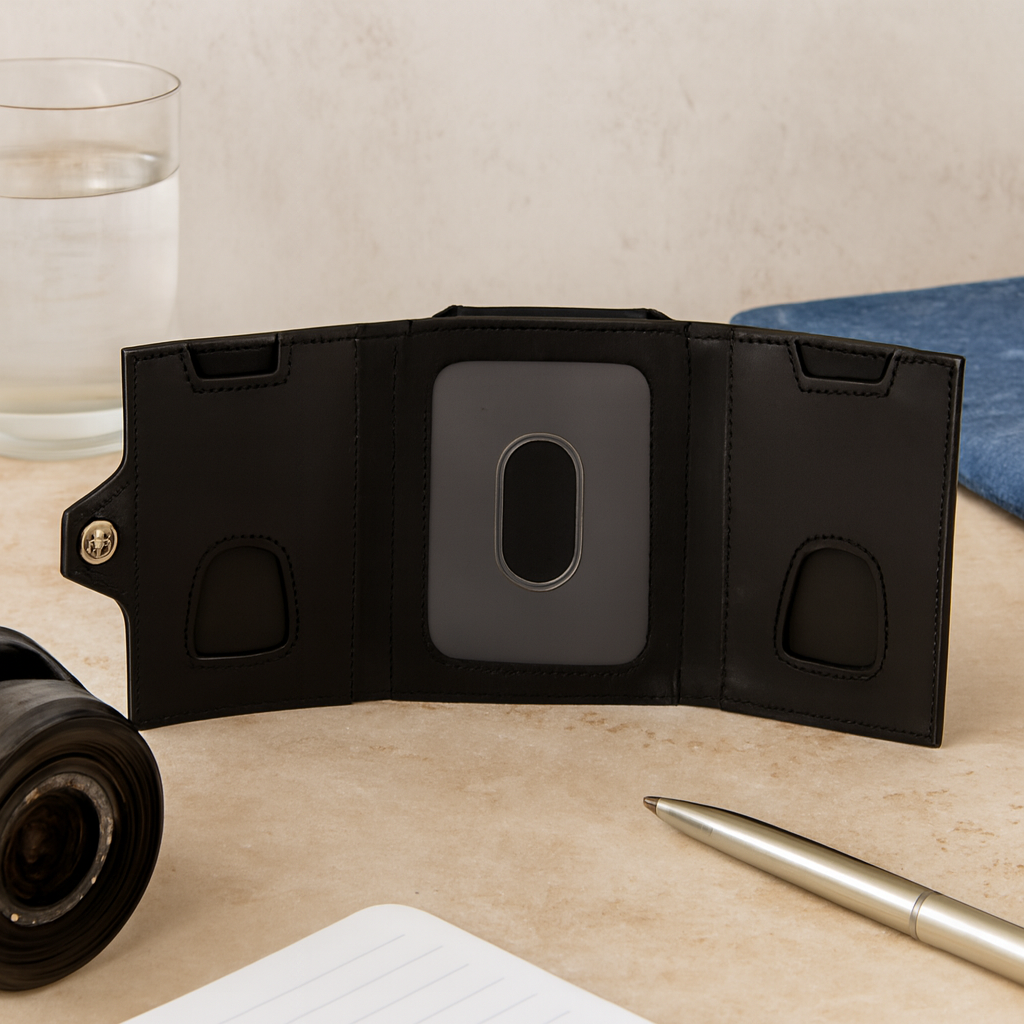 Cross trifold wallet Cross soft grain leather 6CC trifold compact wallet.