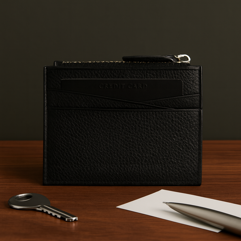 Cross zip card holder Cross pebble leather ladies' 6CC zip card holder.