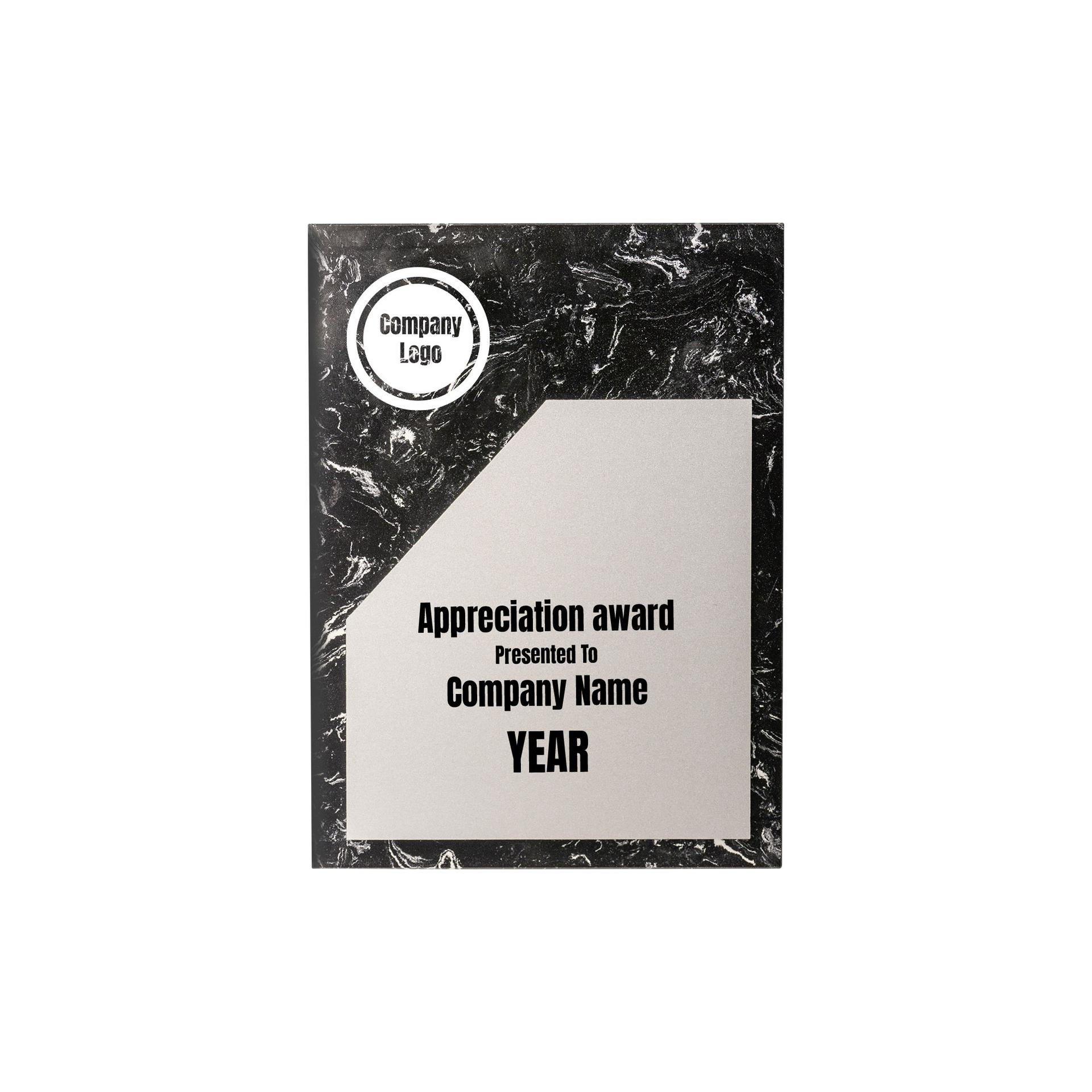 Elite Black stone plaque award with metal plate (1)