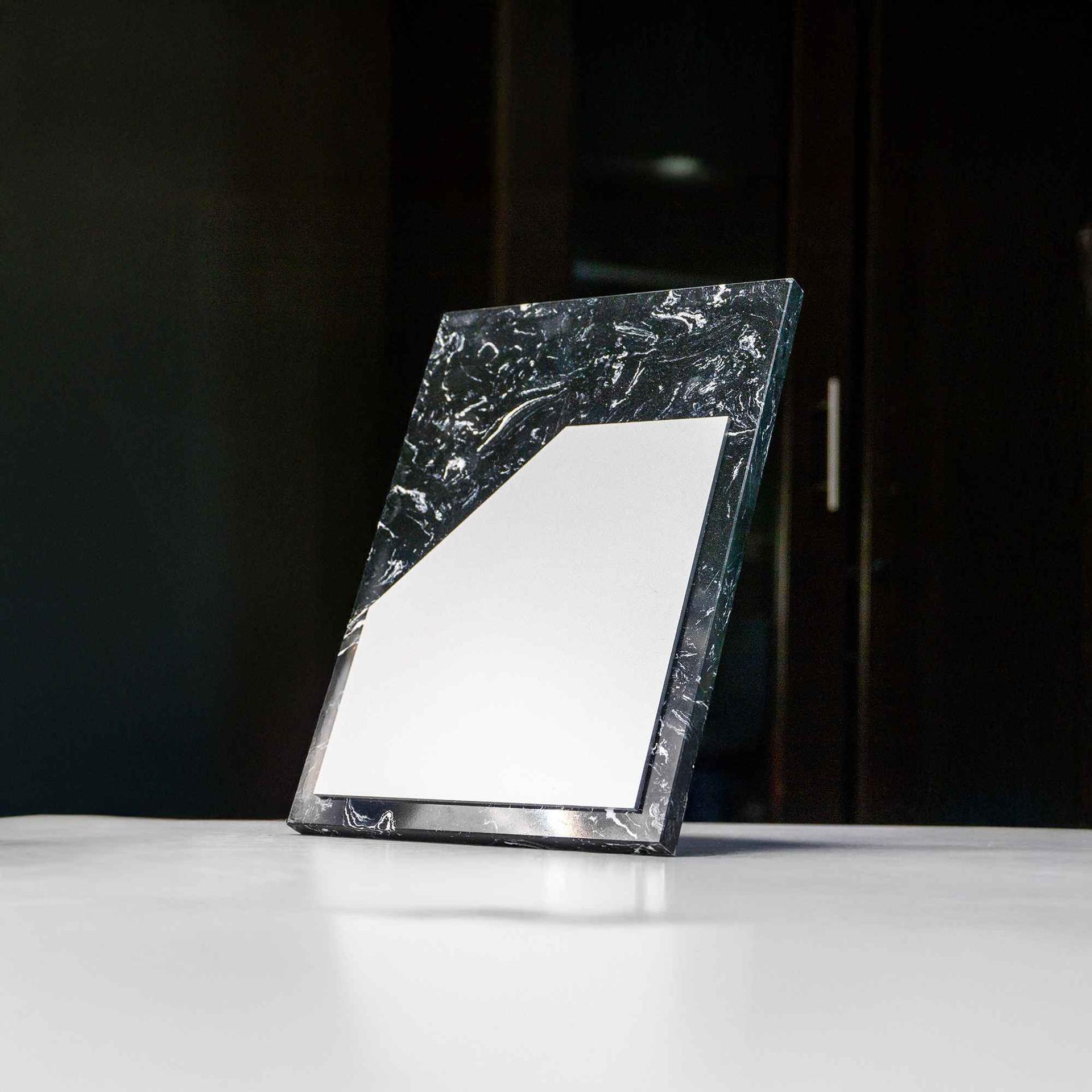 Elite Black stone plaque award with metal plate (2)